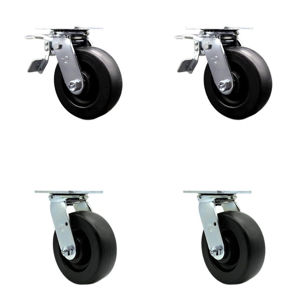 SCC-TTL30S620-POR-2-S-2 Polyolefin Swivel Top Plate Casters, Heavy Duty with 6 in. Wheels - 2800 lbs Total Capacity - Set of 4