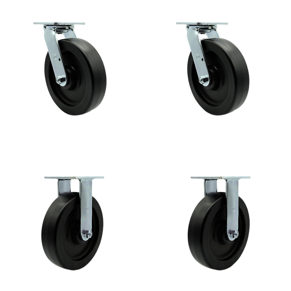 SCC-SS30S820-POR-BSL-2-R-2 Stainless Steel Polyolefin Swivel Top Plate Casters, Heavy Duty with 8 in. Wheels - Set of 4