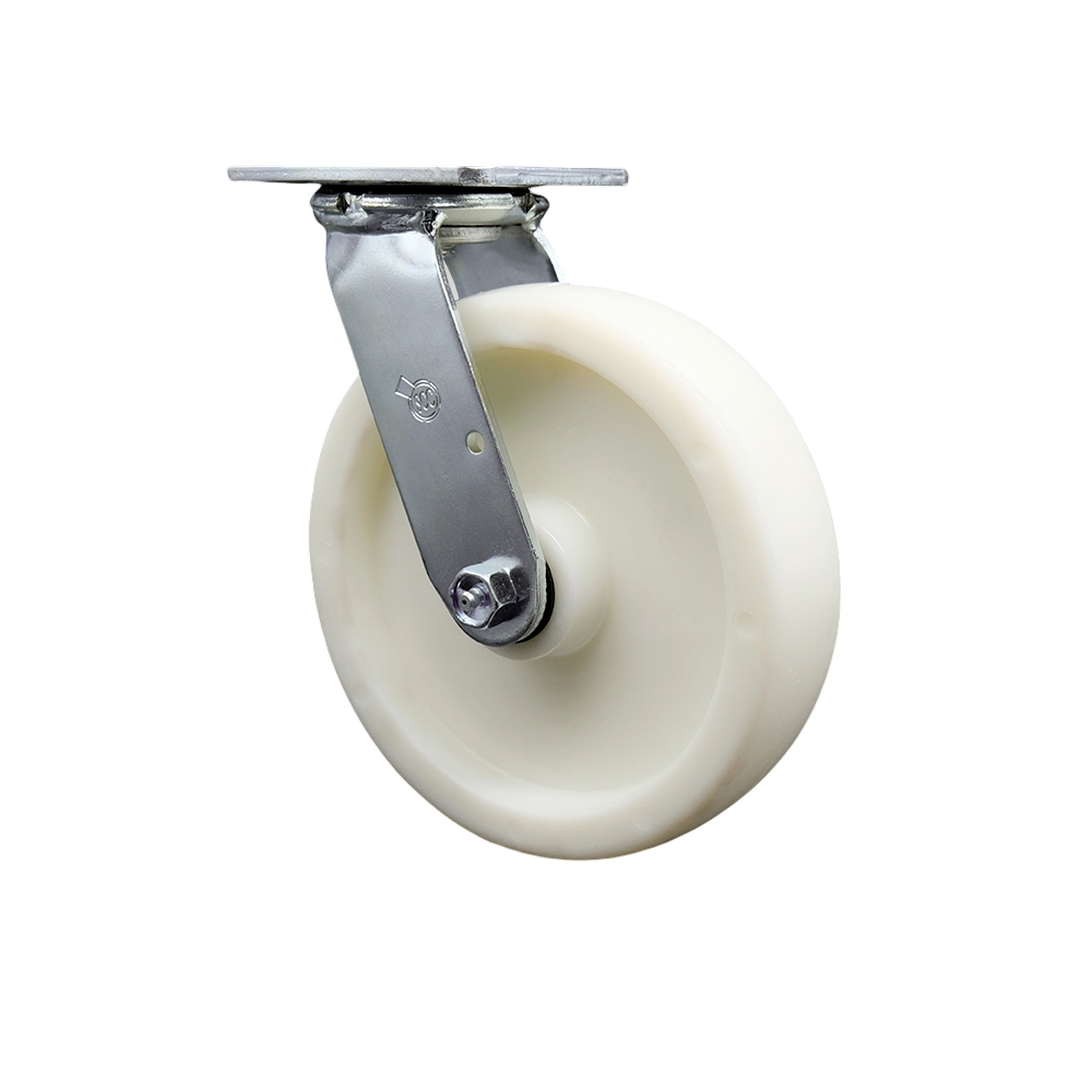 SCC-SS30S820-NYR Stainless Steel Nylon Swivel Top Plate Heavy Duty Caster with 8 in. Wheel - 1250 lbs Capacity per Caster