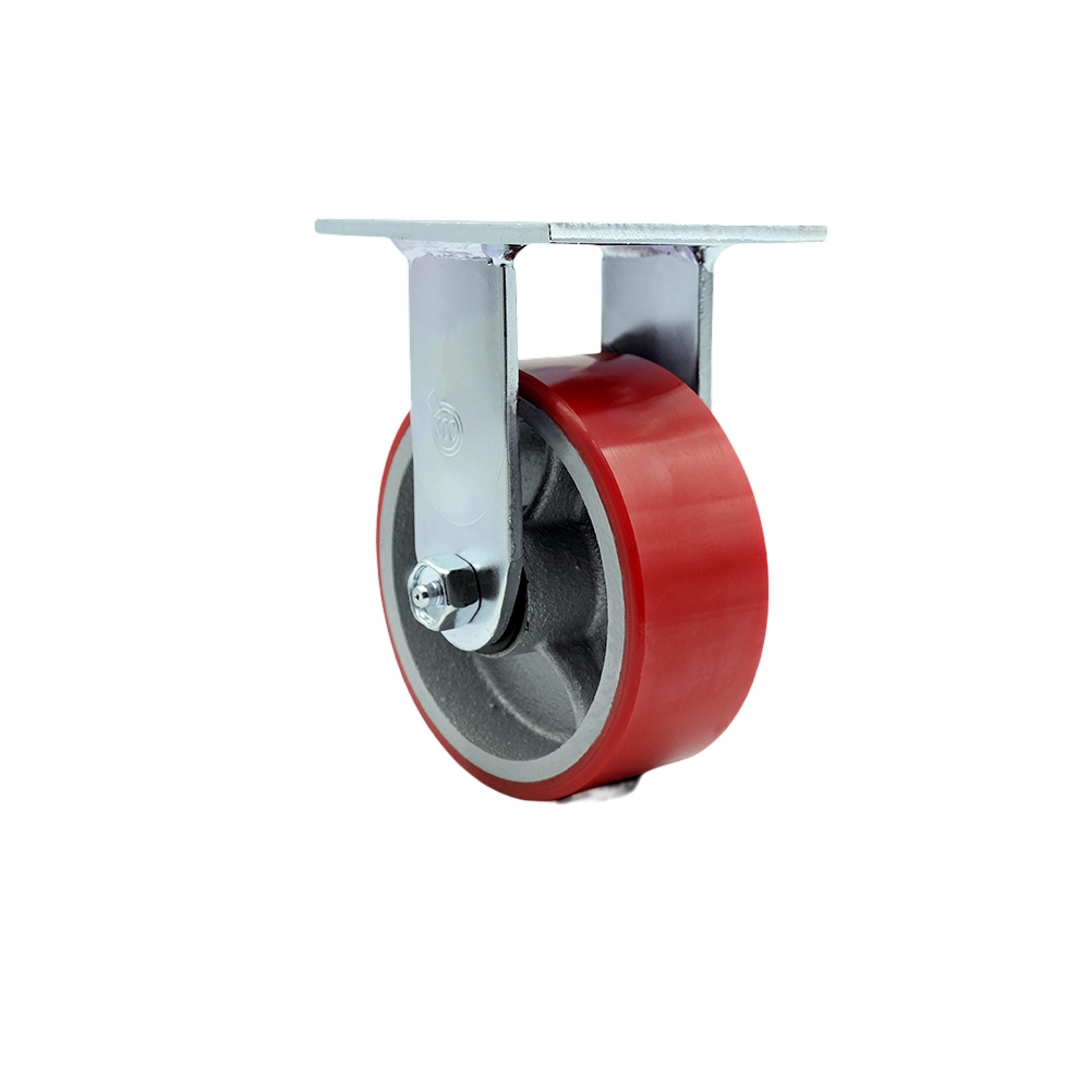 SCC-30R520-PUR-RS Polyurethane on Cast Iron Rigid Top Plate Heavy Duty Caster with 5 in. Red Wheel - 1000 lbs Capacity per Caster