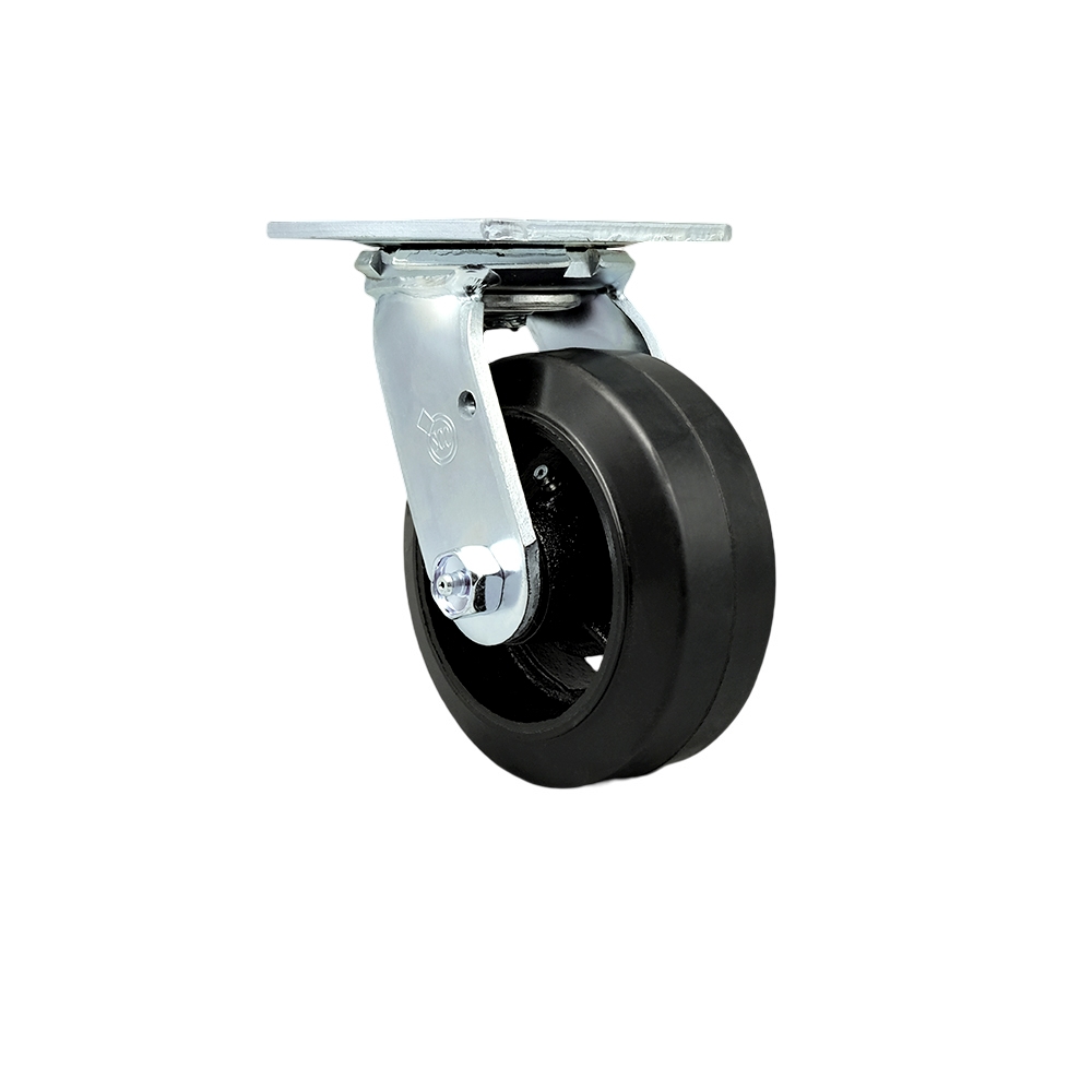 SCC-30CS520-RSR Rubber on Metal Swivel Top Plate Heavy Duty Caster with 5 in. Wheel - 400 lbs Capacity per Caster