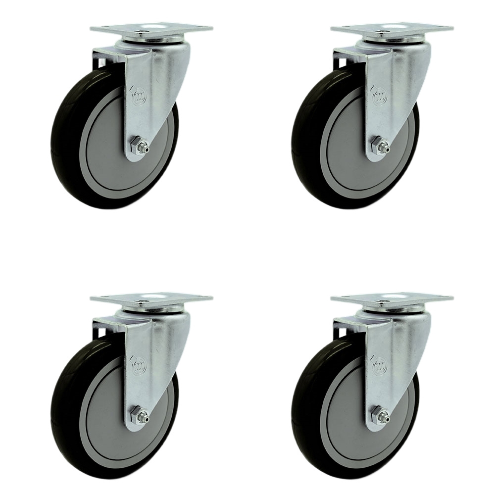 Avantco HPCASTNB - Fits Select Avantco, Regency & Winholt Equipment - 5 in. Black Polyurethane Wheel - Replacement Caster Set - Set of 4