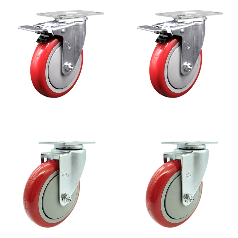CAM-SCC-TTL20S514-PPUB-RED-2-S-2 Cambro Ultra Pan Carrier Replacement Caster Set - Set of 4
