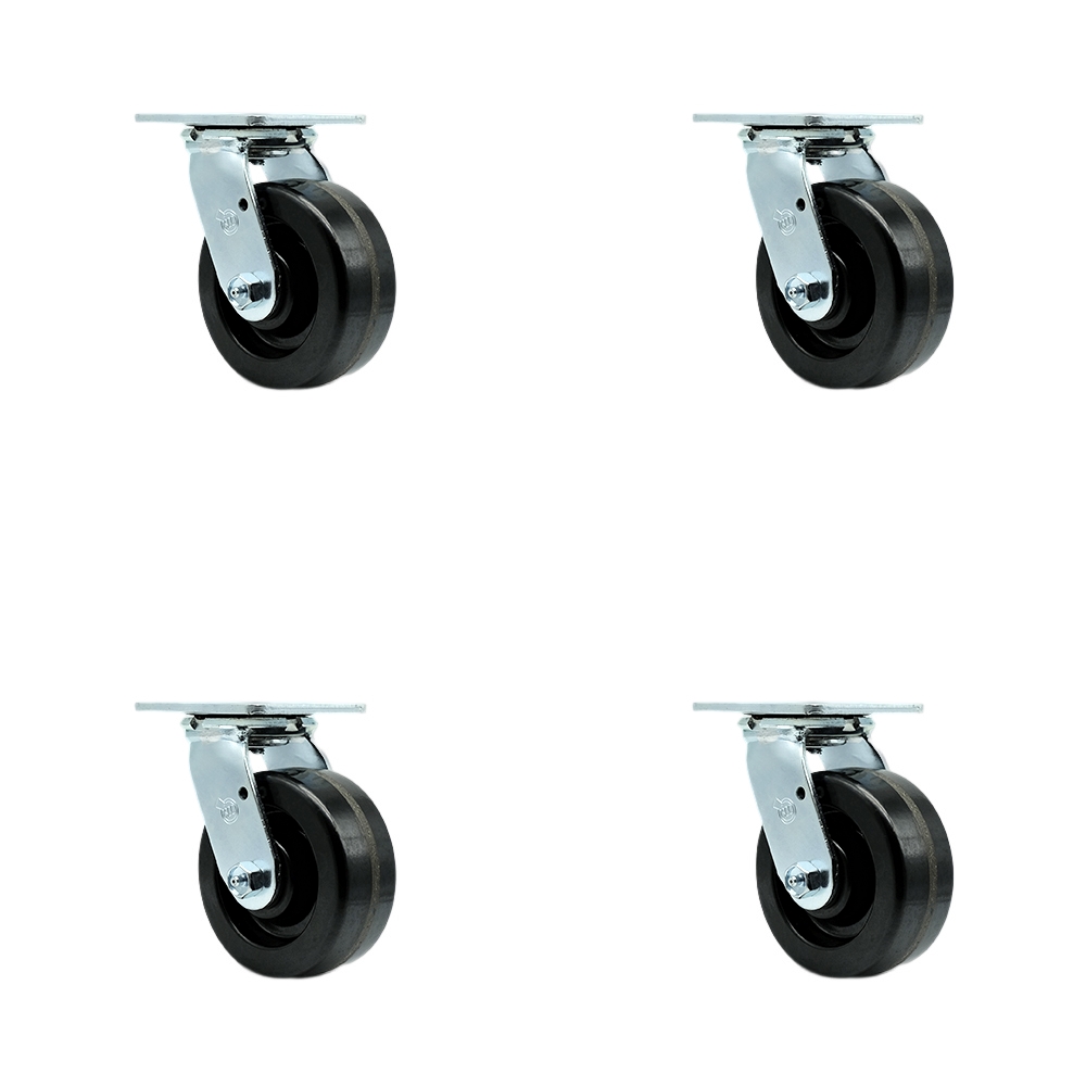 Replacement for Bassick 5ES8-7 Replacement Swivel Caster - 5 in. Black Phenolic Wheels - 1000 lbs Capacity per Caster - Set of 4
