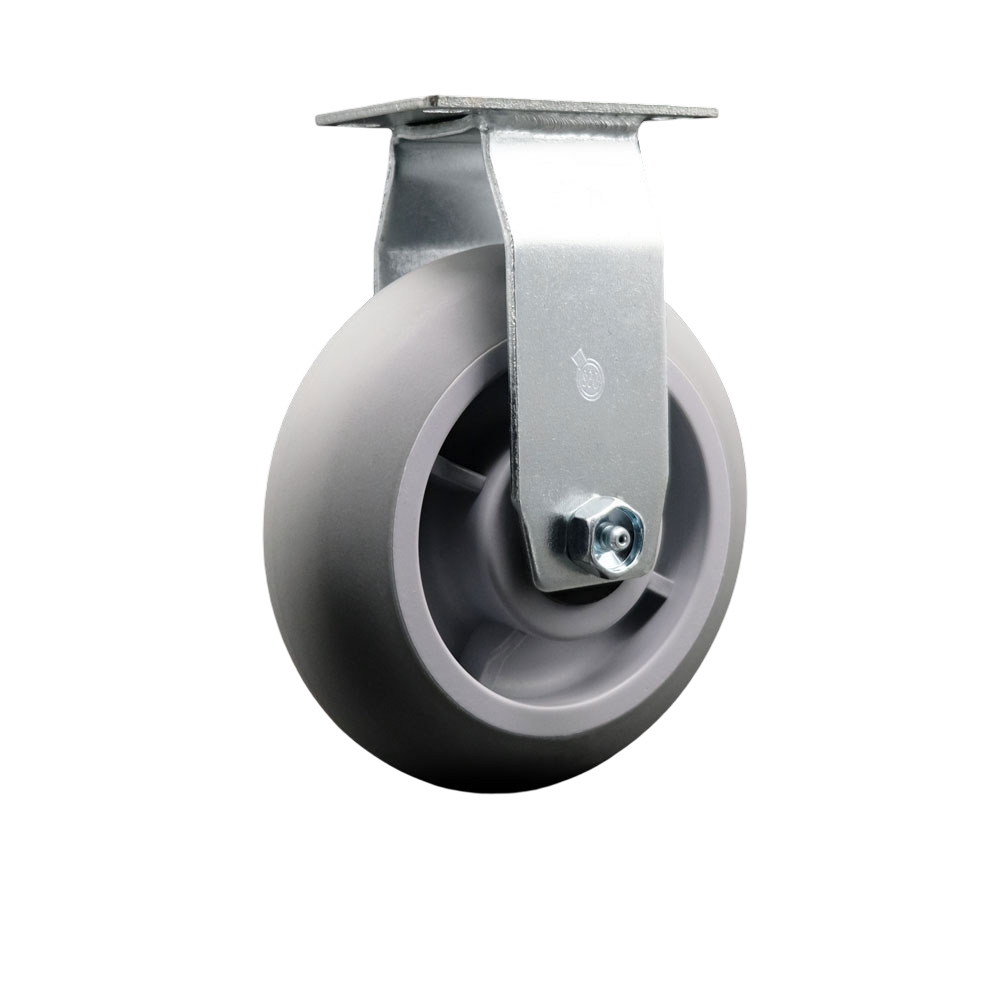SCC-20R620-TPRRD Rigid Top Plate Caster - Gray 6 x 2 in. Thermoplastic Rubber Donut Tread Wheel - Roller Bearing - 450 lbs Capacity per Caster
