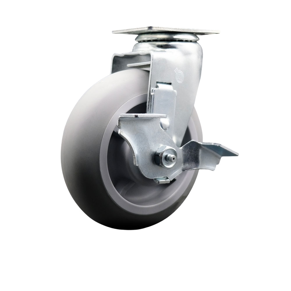 SCC-20S620-TPRRD-TLB Swivel Top Plate Caster Gray 6 x 2 in. Thermoplastic Rubber Donut Tread Wheel Roller Bearing - 450 lbs Capacity