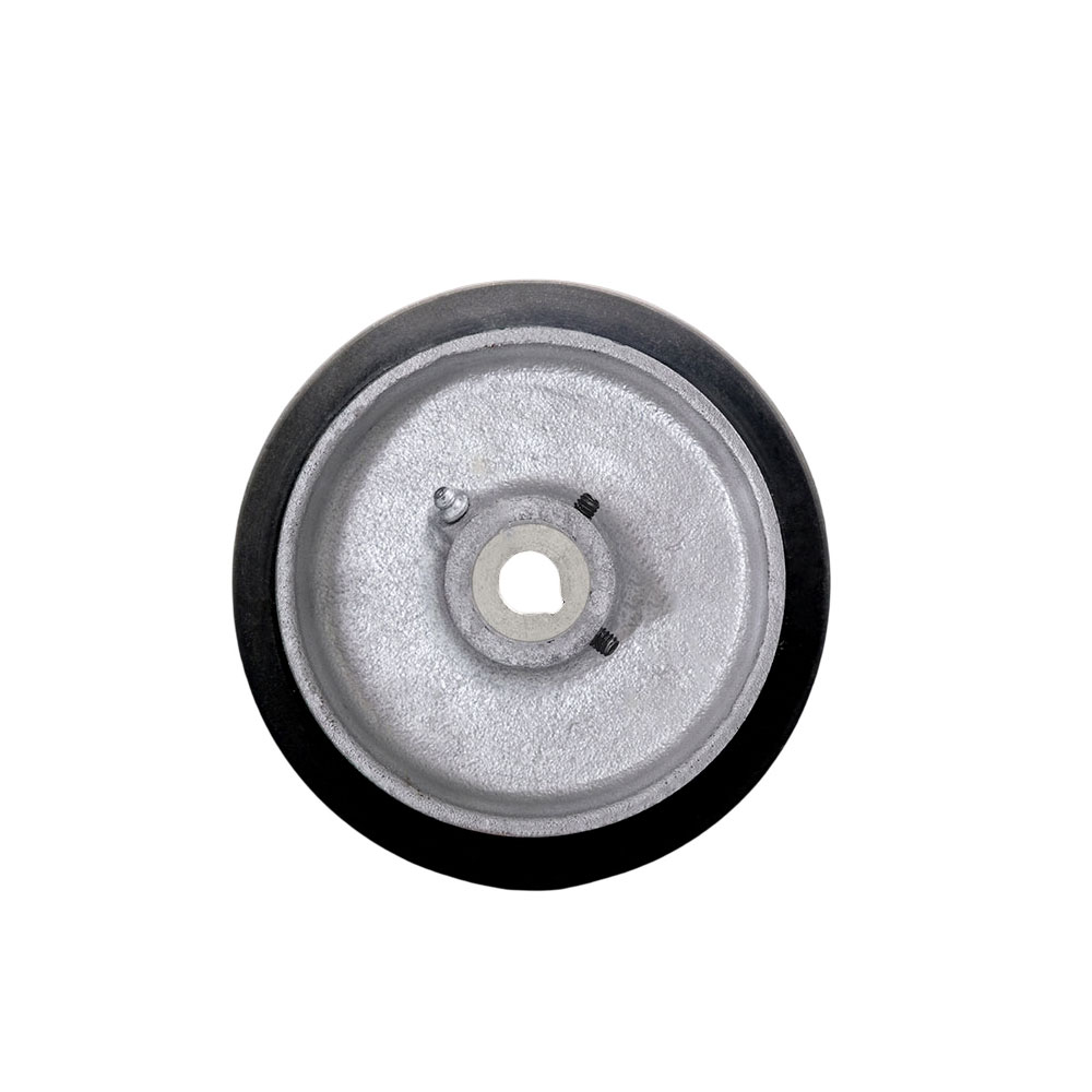 SCC-RSS630-34-KW-2SS 6 x 3 in. Rubber Tread on Cast Iron Keyed Drive Wheel - 0.75 in. Plain Bore with Two 0.25 in. Set Screws