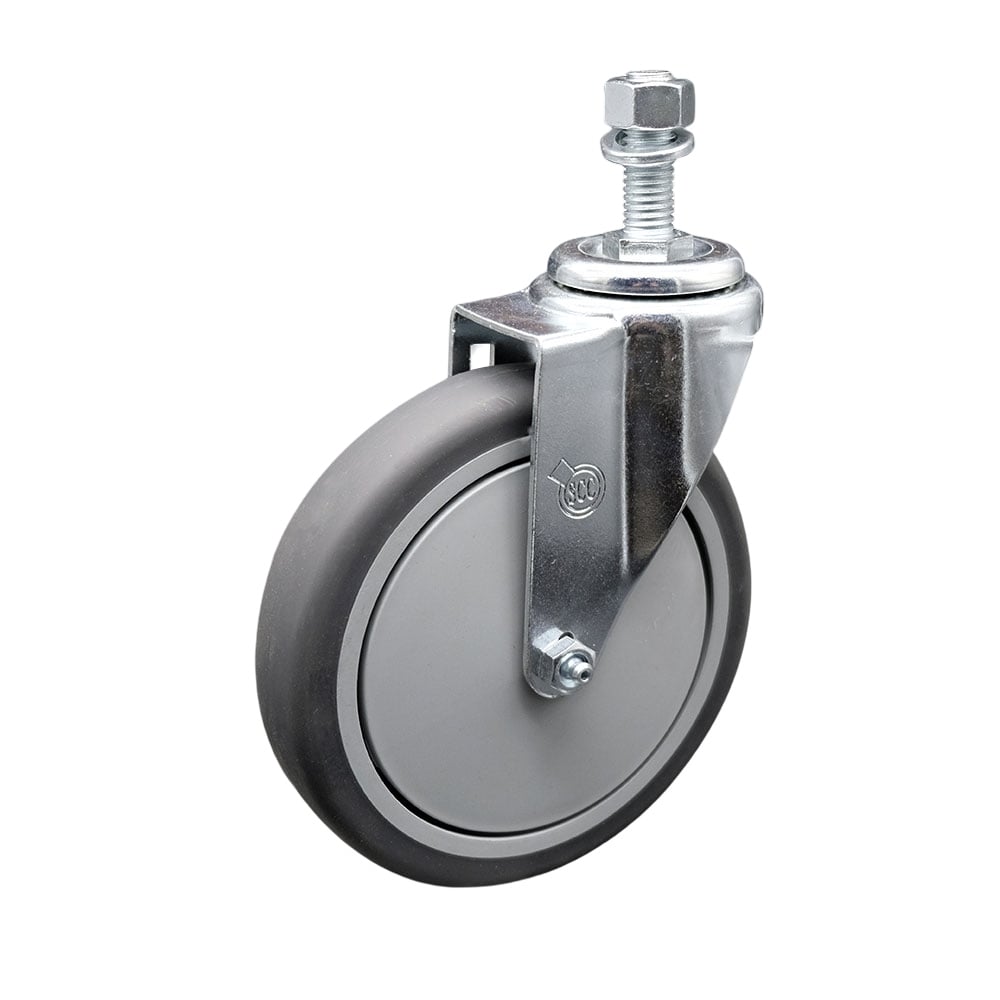 SCC-TS20S614-TPRB-M1215 Thermoplastic Rubber Swivel Threaded Stem Caster - 6 x 1.25 in. Gray Wheel & 12 mm Stem - 300 lbs Capacity per Caster