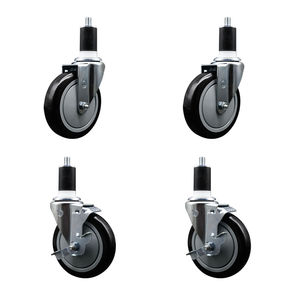 190WTCPK4 Assure Swivel Caster Set - Compatible with Work Tables & Stands -Light Duty Replacement - Black Polyurethane Wheel