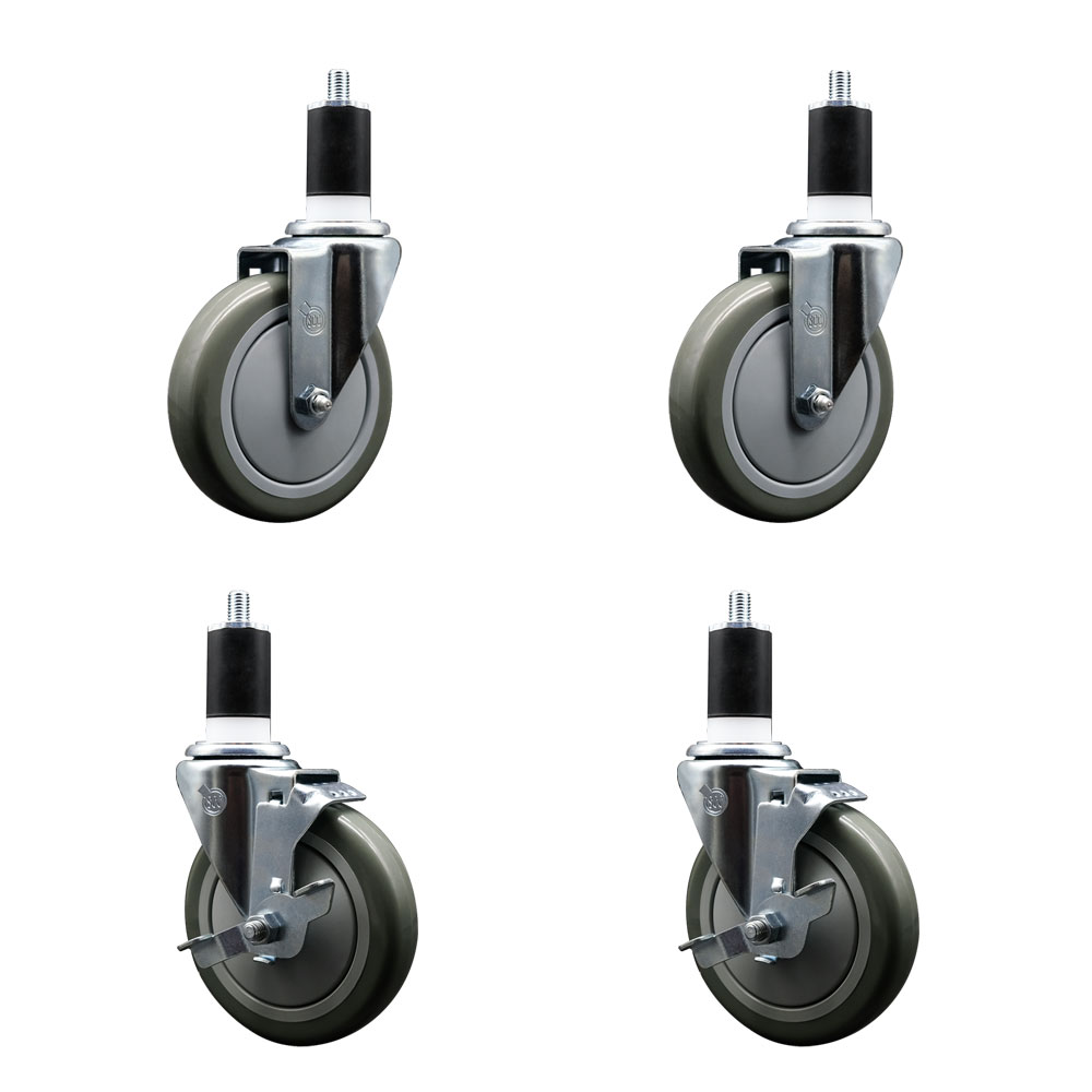 190WTCPK4 Assure Swivel Caster Set - Compatible with Work Tables & Stands -Light Duty Replacement - Gray Polyurethane Wheel
