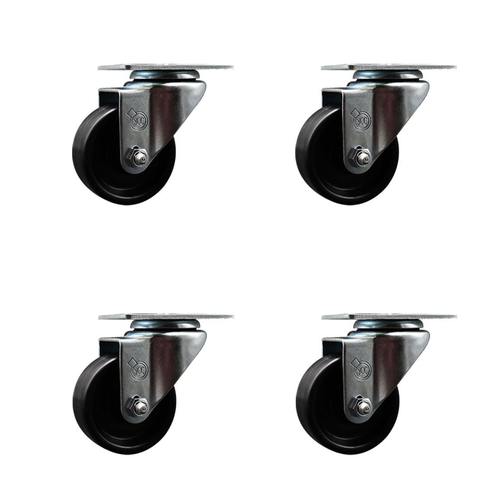 185C28092AAA 00C28S092AAA Beverage-Air 3 in. Swivel Caster Set - Fits Beverage-Air Models SF34-B & SF49 - Light Duty Replacement - Polyolefin Wheel -  Service Caster, BEV-SCC-20S314-POS-4