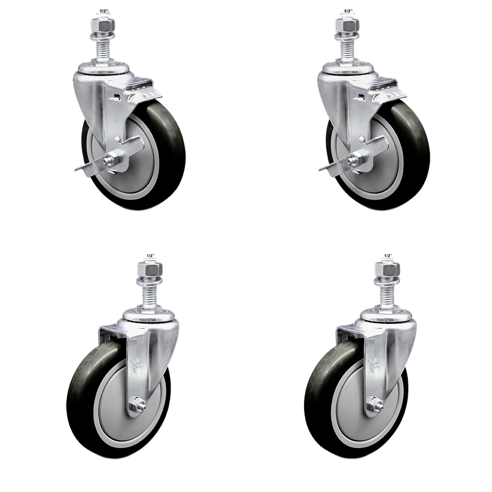 190TA2554KIT Advance Tabco 5 in. Caster Set-Fits Advance Models CB-SS-244 CB-SS-244M-Light Duty Replacement - Black Poly Wheel