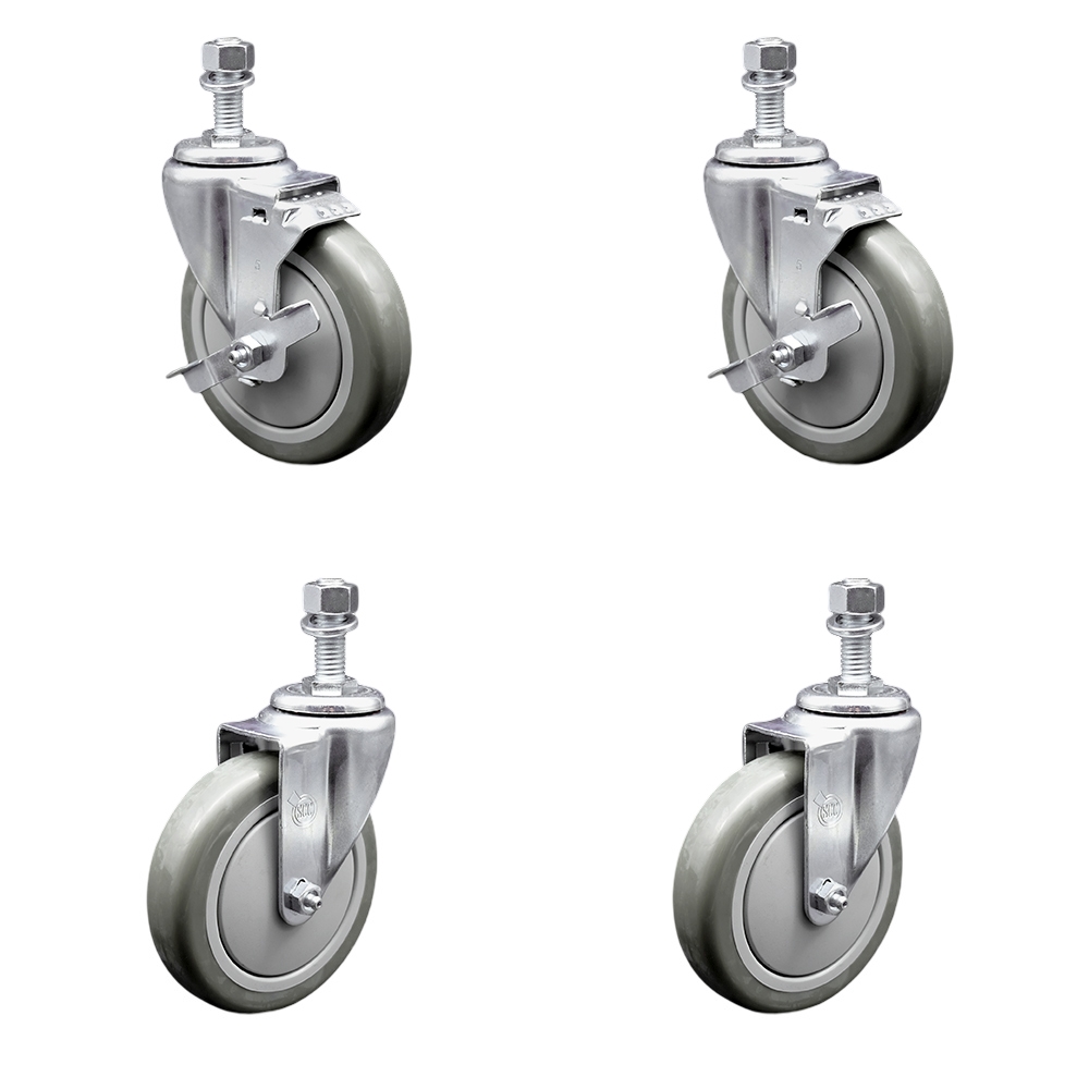 190TA2554KIT Advance Tabco 5 in. Caster Set-Fits Advance Models CB-SS-244 CB-SS-244M-Light Duty Replacement - Gray Poly Wheel