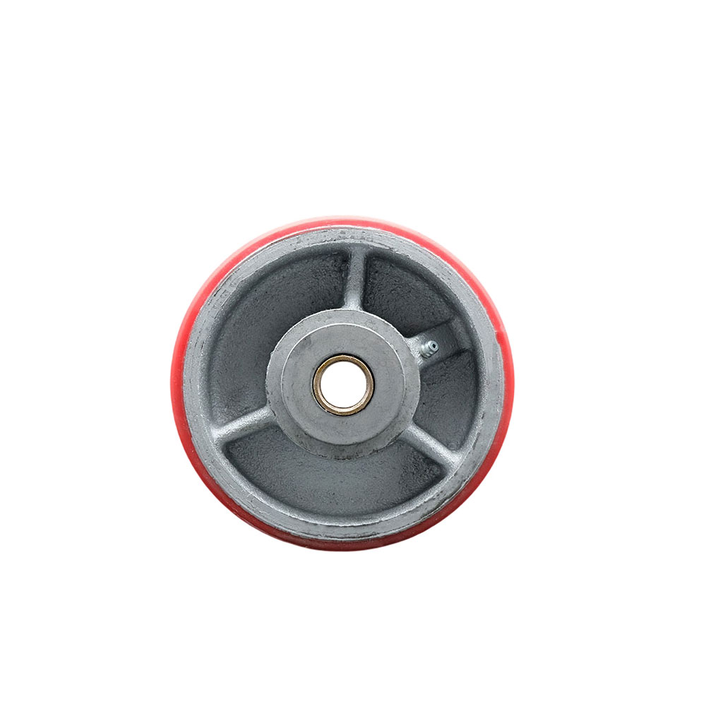 SCC-PUR630-RS 6 x 3 in. Red Polyurethane on Silver Semi Steel Cast Iron Wheel with Roller Bearing - 0.75 in. Bore - 2000 lbs Capacity per Wheel