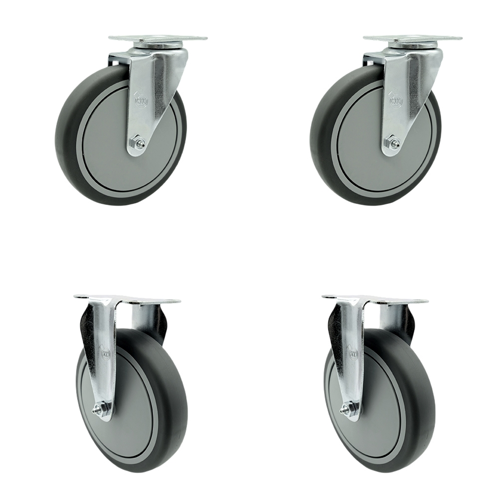 SCC-20S614-TPRB-2-R-2 Thermoplastic Rubber Swivel Top Plate Caster with 6 in. Gray Wheels - 1200 lbs Total Capacity - Set of 4