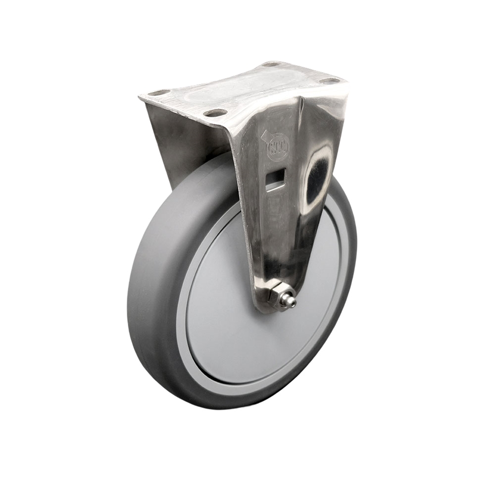 SCC-SS20R614-TPRB Stainless Steel Thermoplastic Rubber Swivel Top Plate Rigid Caster - 6 x 1.25 in. Gray Wheel - 300 lbs Capacity per Caster