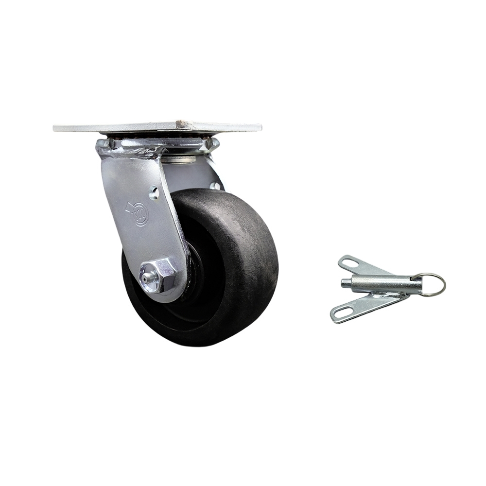 Stainless Steel Glass Filled Nylon Swivel Top Plate Heavy Duty Caster with 4 in. Wheel & Bolt on Swivel Lock - 1200 lbs Capacity per Caster