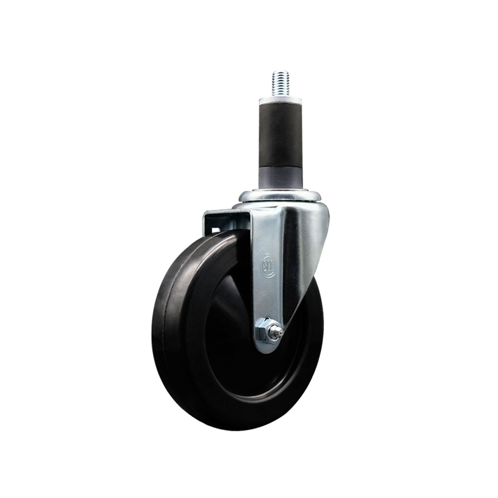 SCC-EX20S514-HRS-114 Hard Rubber Swivel Expanding Stem Caster with 5 x 1.25 in. Black Wheel & 1.25 in. Stem