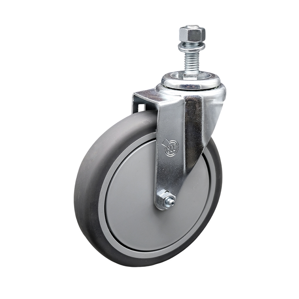 SCC-TS20S614-TPRB-121315 Thermoplastic Rubber Swivel Threaded Stem Caster - 6 x 1.25 in. Gray Wheel & 0.5 in. Stem - 300 lbs Capacity per Caster