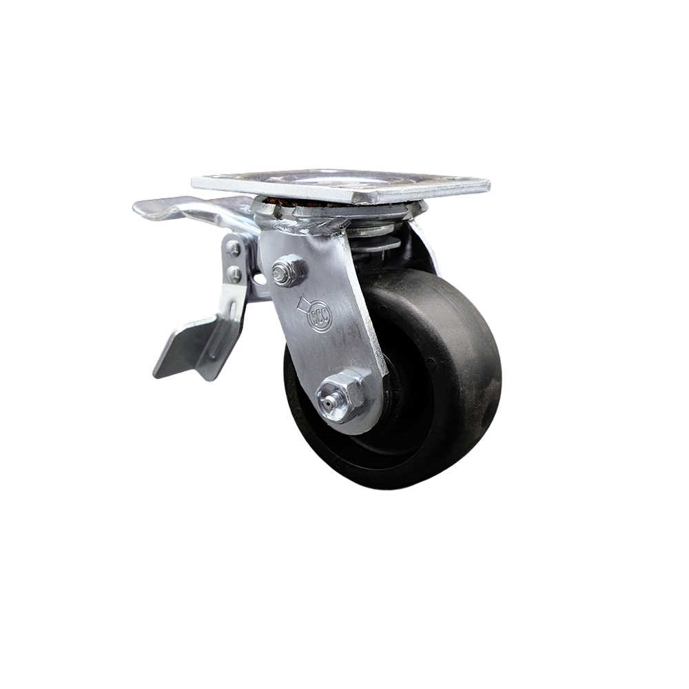 SCC-TTL30S420-GFNR Glass Filled Nylon Swivel Top Plate Heavy Duty Caster with 4 in. Wheel & Total Lock Brake - 1200 lbs Capacity per Caster