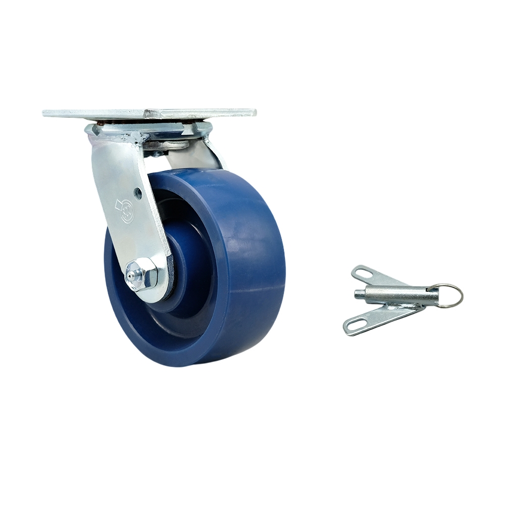 SCC-30CS520-SPUR-BSL Solid Polyurethane Swivel Top Plate Heavy Duty Caster with 5 in. Wheel & Bolt on Swivel Lock - 1000 lbs Capacity per Caster