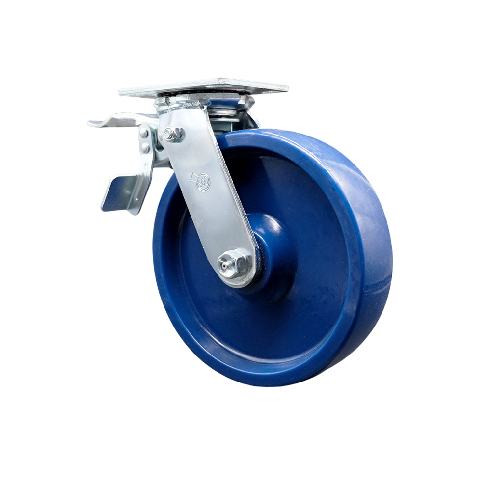 SCC-TTL30S820-SPUR Solid Polyurethane Swivel Top Plate Heavy Duty Caster with 8 in. Wheel & Total Lock Brake - 1200 lbs Capacity per Caster
