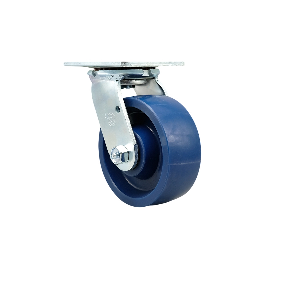 SCC-SS30S520-SPUR Stainless Steel Solid Polyurethane Swivel Top Plate Heavy Duty Caster with 5 in. Wheel - 1000 lbs Capacity per Caster