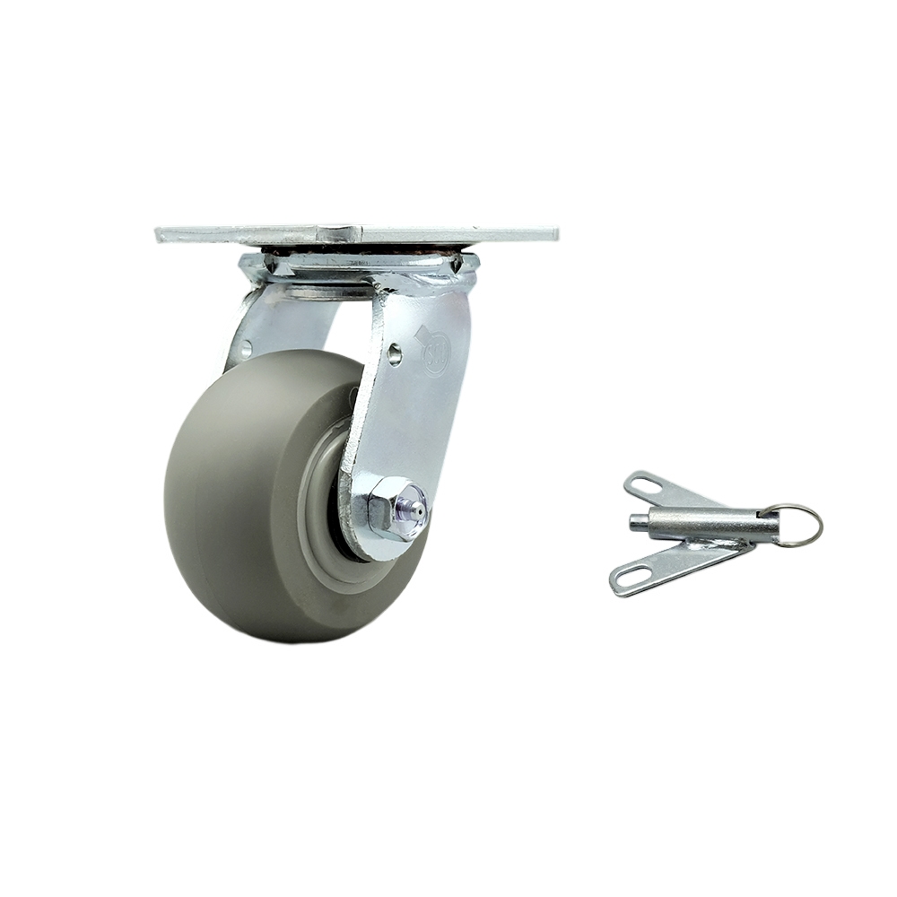 Thermoplastic Rubber Donut Tread Swivel Top Plate Heavy Duty Caster with 4 in. Wheel & Bolt on Swivel Lock - 300 lbs Capacity per Caster