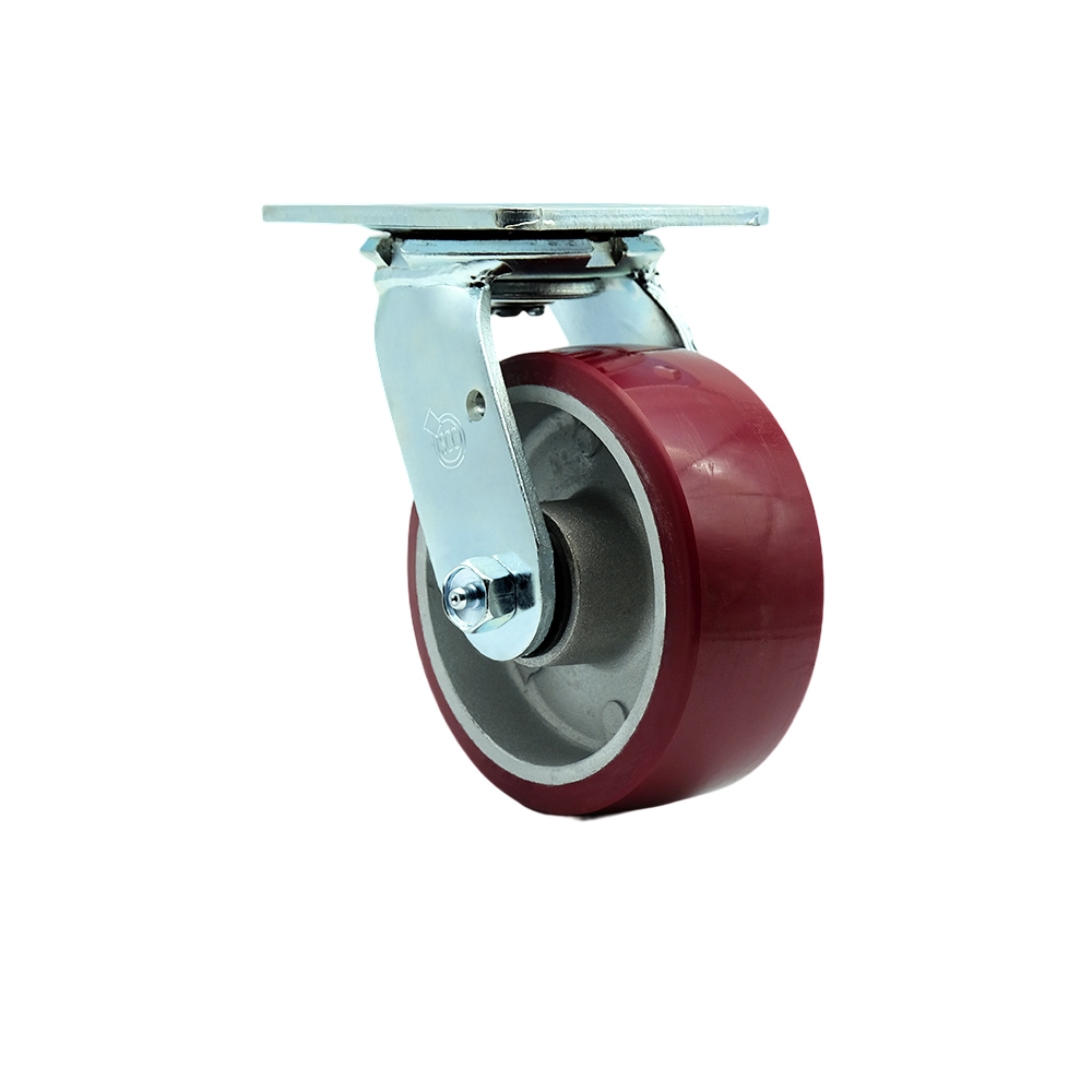 SCC-30CS520-PAR Polyurethane on Aluminum Swivel Top Plate Heavy Duty Caster with 5 in. Wheel - 900 lbs Capacity per Caster
