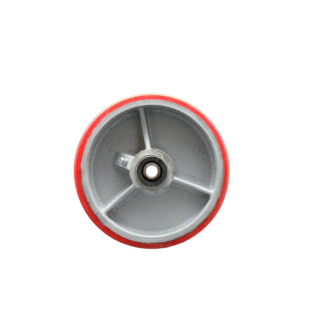 SCC-PUR620-RS 6 x 2 in. Red Polyurethane on Silver Semi Steel Cast Iron Wheel Only with Roller Bearing 0.5 in. Bore