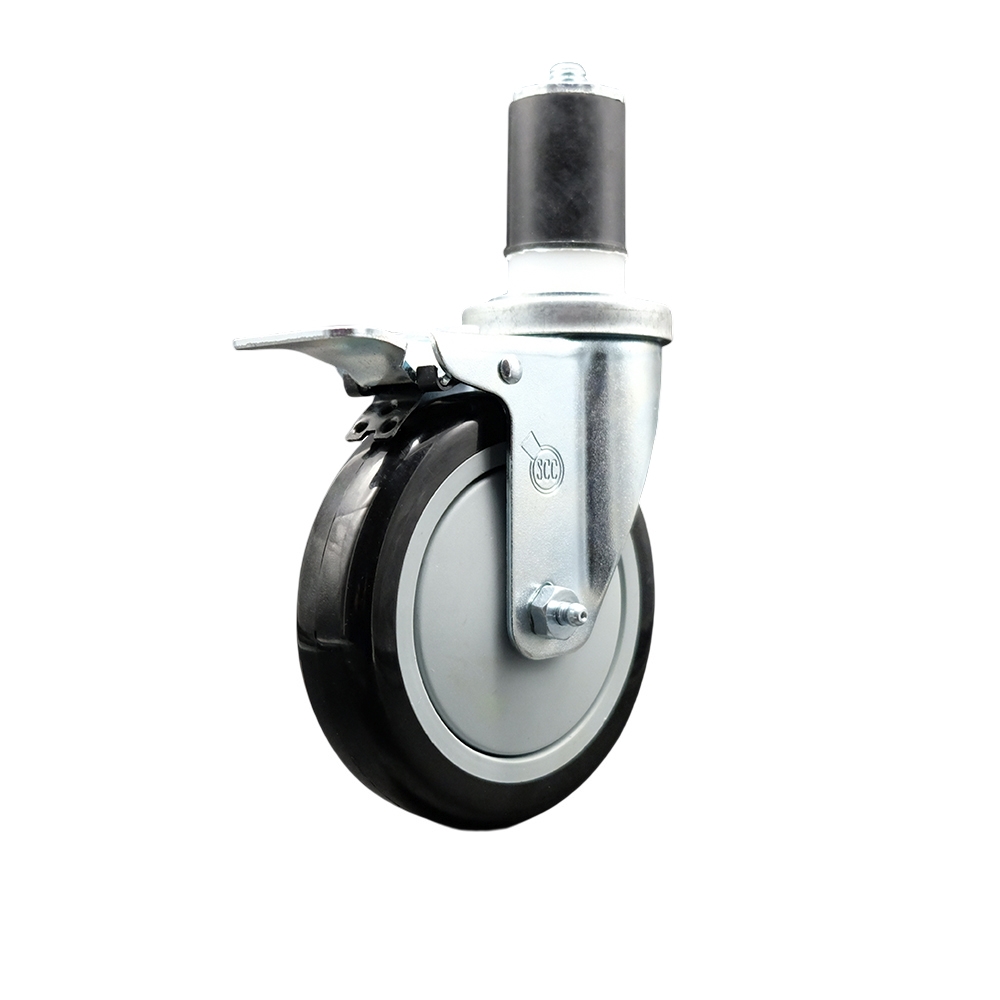 REG-SCC-EXTTL20S514-PPUB-BLK-112 Regency Work Table & Equipment Stand Replacement Total Locking Caster - 5 in. Black Polyurethane Wheel