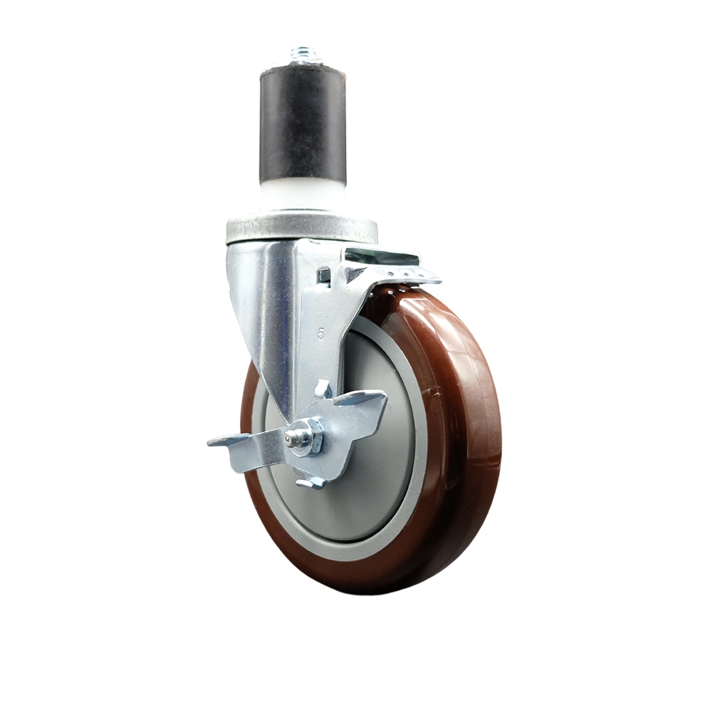 REG-SCC-EX20S514-PPUB-MRN-TLB-112 Regency Work Table & Equipment Stand Replacement Locking Caster - 5 in. Maroon Polyurethane Wheel
