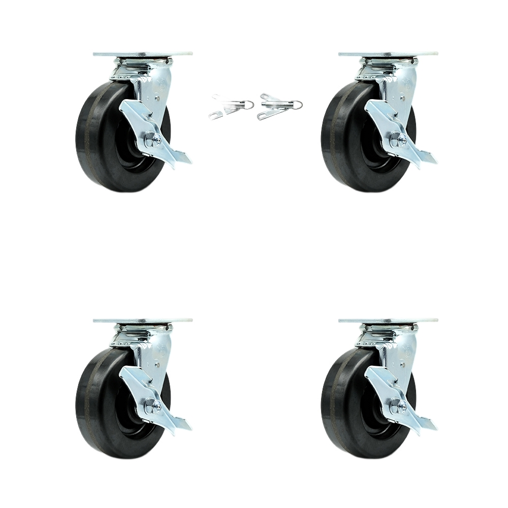 SCC-30CS620-PHR-TLB-BSL-2-TLB-2 Phenolic Swivel Top Plate Casters, Heavy Duty with 6 in. Wheels - Set of 4