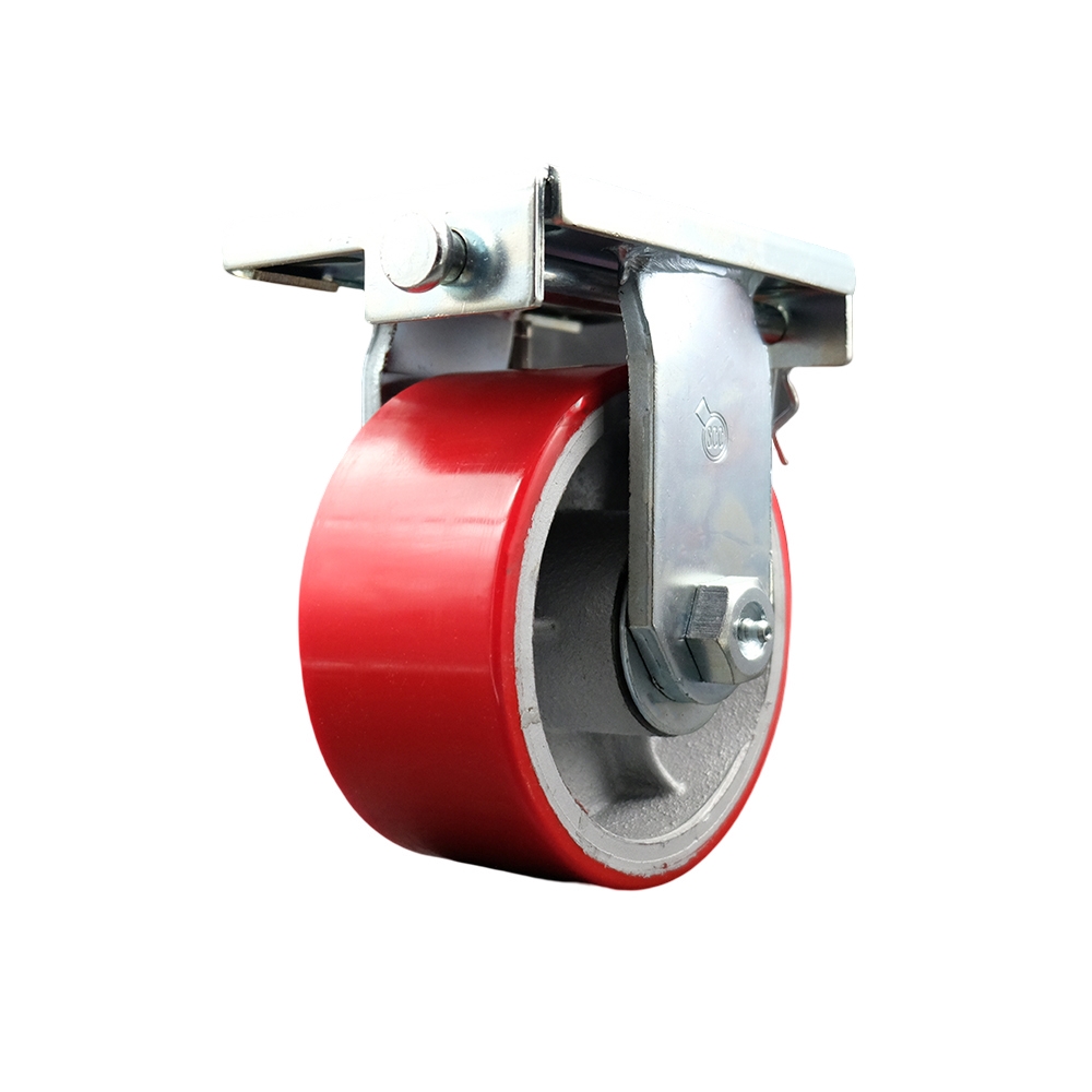 Go Minis Moving & Portable Storage Container Rigid Caster with Caster Pad - 6 in. Red Poly on Cast Iron Wheel - Replacement Caster