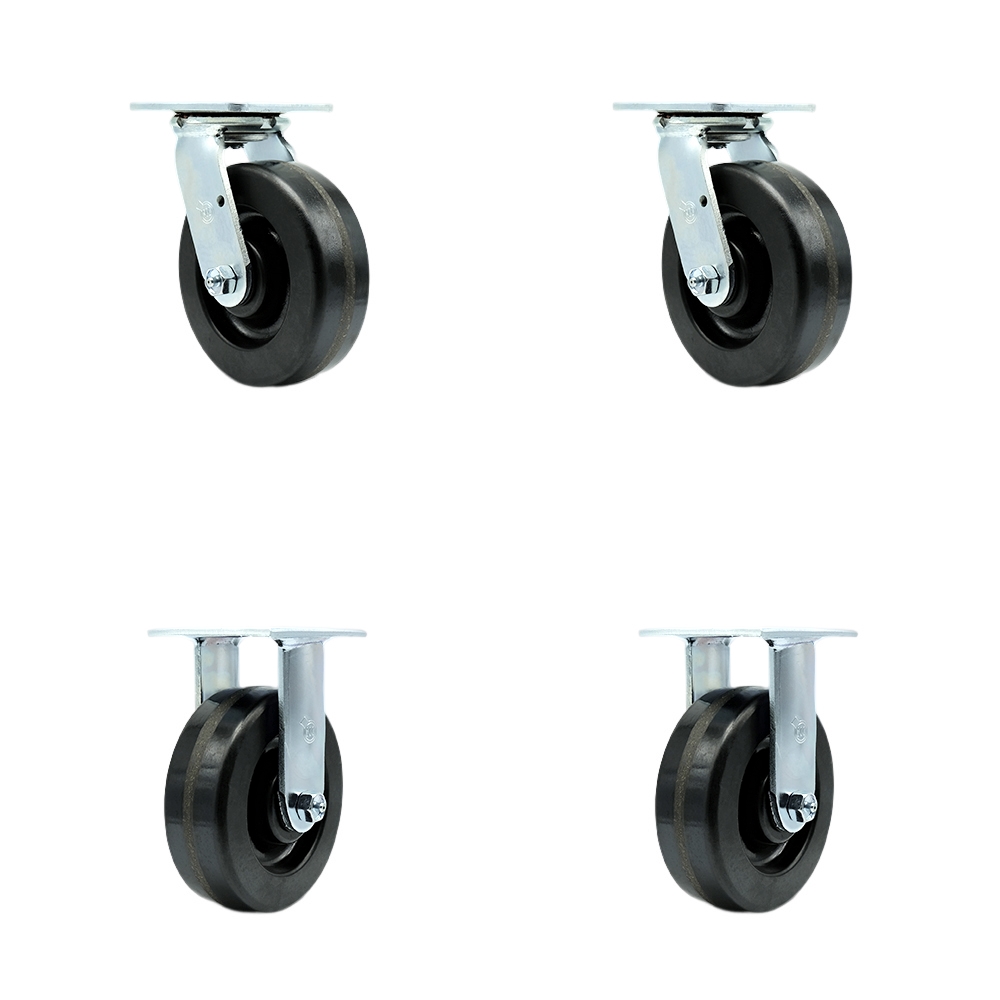 Replacement for Bassick 6AS8-7 9TM6X2-R Replacement Swivel Caster - 6 in. Black Phenolic Wheels - 1200 lbs Capacity per Caster - Set of 4