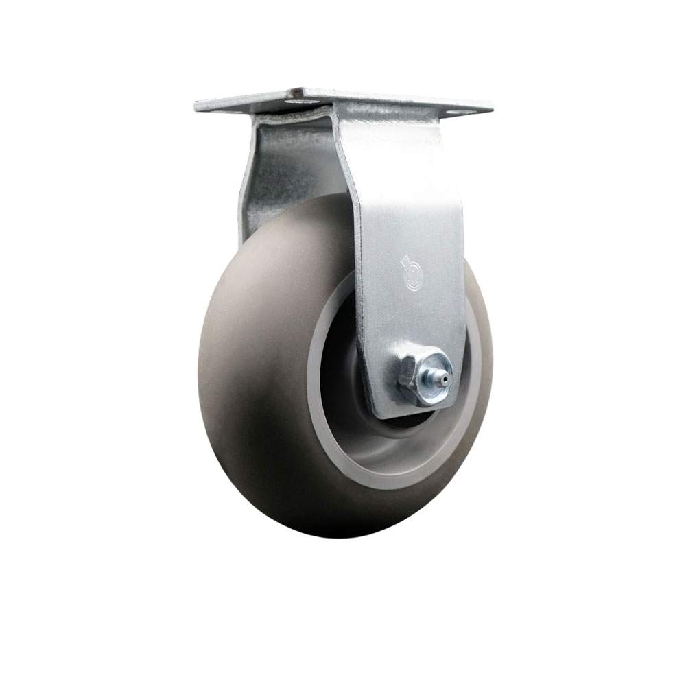 SCC-20R520-TPRRD Rigid Top Plate Caster - Gray 5 x 2 in. Thermoplastic Rubber Donut Tread Wheel - Roller Bearing - 450 lbs Capacity per Caster