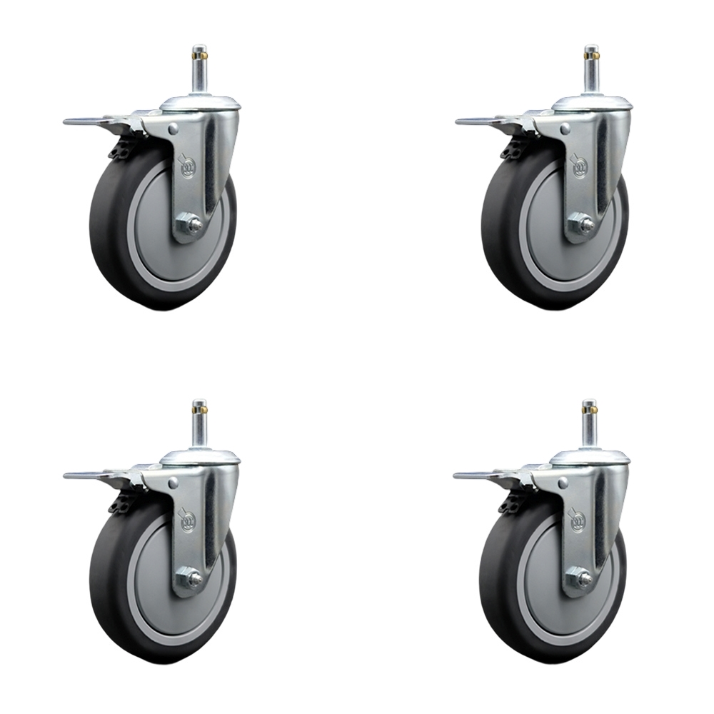 Rubbermaid Mobile Shelf Truck 5 in. Replacement Caster Set - Fits Rubbermaid Mobile Shelf Truck - 4 Swivel Casters with Total Lock Brakes