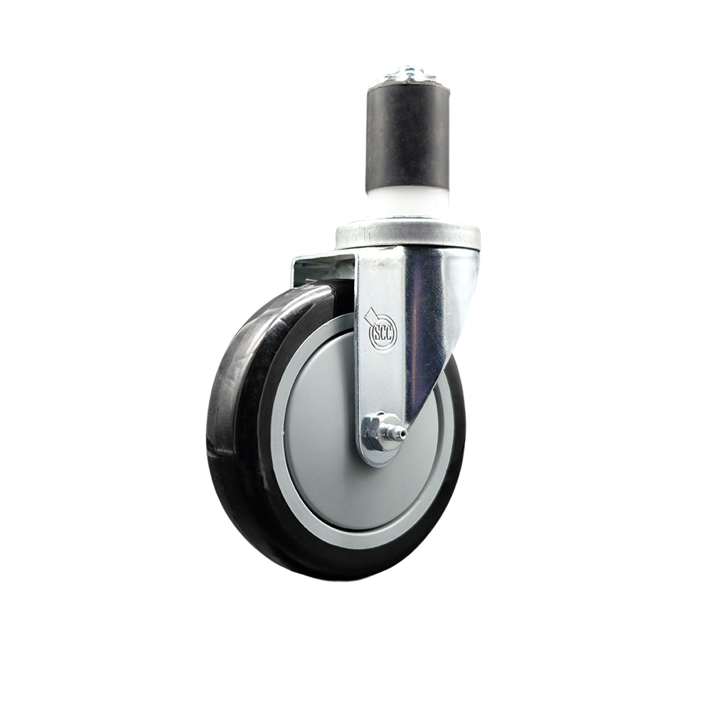 190STCASTNB Assure 5 in. Swivel Caster - Compatible with Work Tables & Equipment Stands - Light Duty Replacement - Black Polyurethane Wheel
