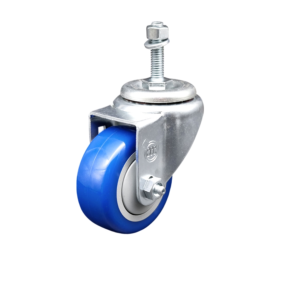 SCC-TS20S3514-PPUB-BLUE-381615 Polyurethane Swivel Threaded Stem Caster with 3.5 x 1.25 in. Blue Wheel & 0.38 in. Stem