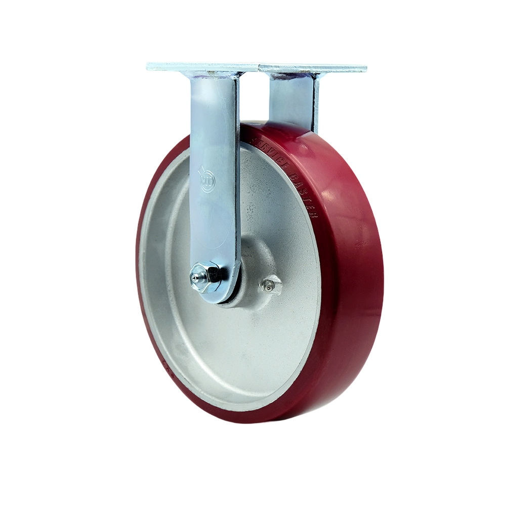 SCC-SS30R820-PAR Stainless Steel Polyurethane on Aluminum Rigid Top Plate Heavy Duty Caster with 8 in. Wheel - 1250 lbs Capacity per Caster