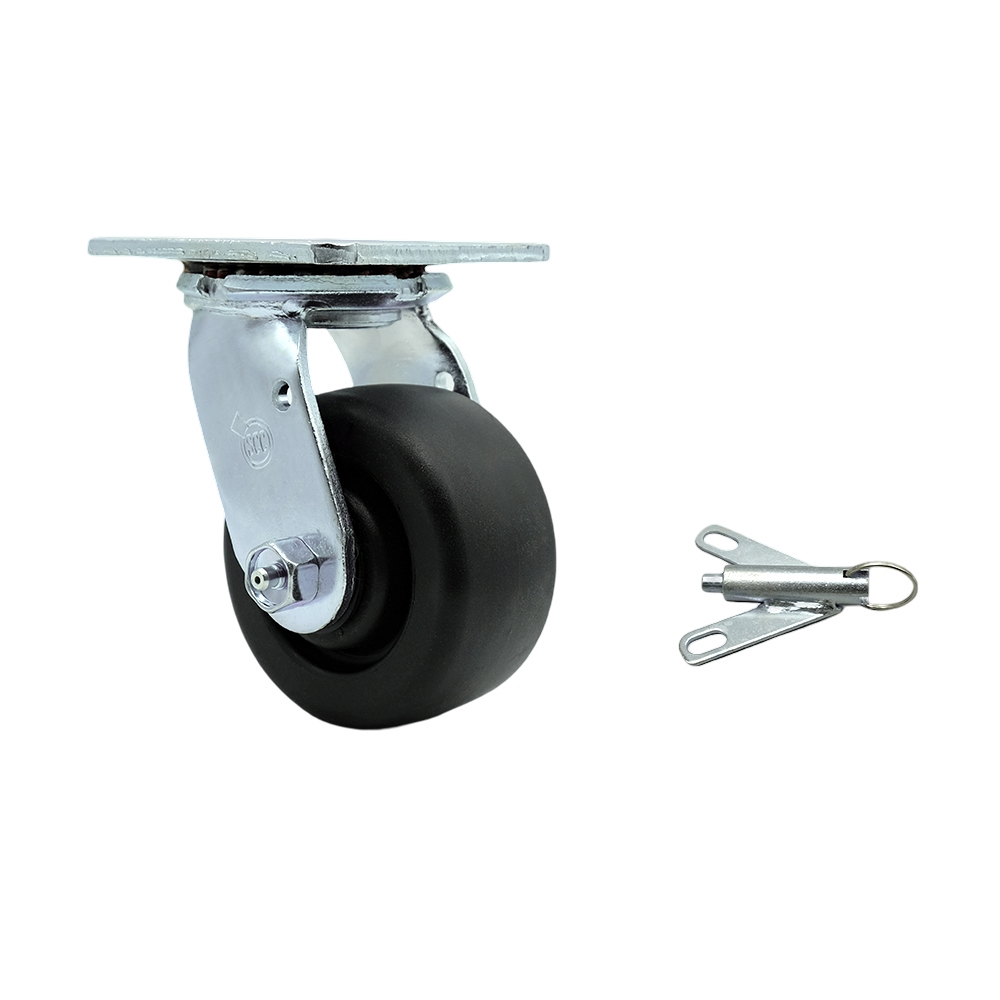 SCC-30CS420-POR-BSL Polyolefin Swivel Top Plate Heavy Duty Caster with 4 in. Wheel & Bolt on Swivel Lock - 500 lbs Capacity per Caster