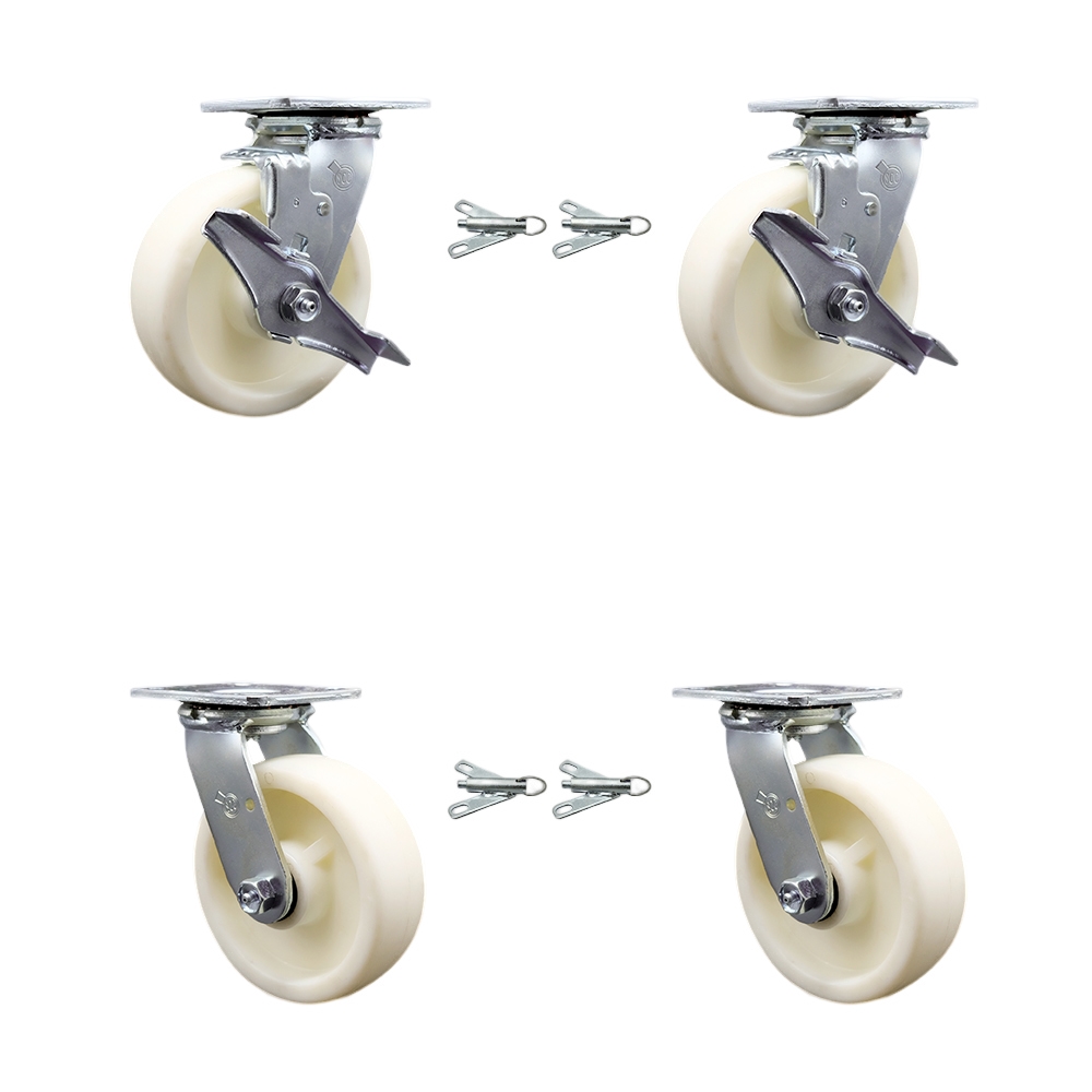 SCC-30CS620-NYR-TLB-BSL-2-BSL-2 Nylon Swivel Top Plate Casters, Heavy Duty with 6 in. Wheels - Set of 4