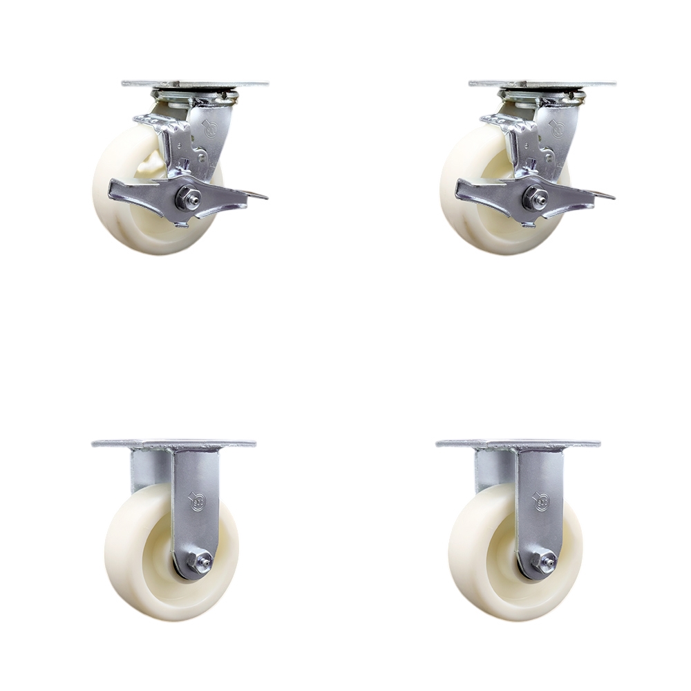 Heavy Duty Stainless Steel Casters - 5 in. Wheels - Set of 4 - Rust Resistant