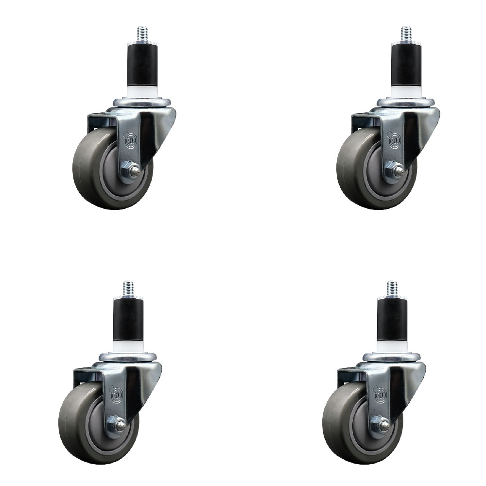 SCC-EX20S314-PPUB-112-4 Polyurethane Swivel Expanding Stem Caster with 3 in. Gray Wheels & 1.5 in. Stems - Set of 4