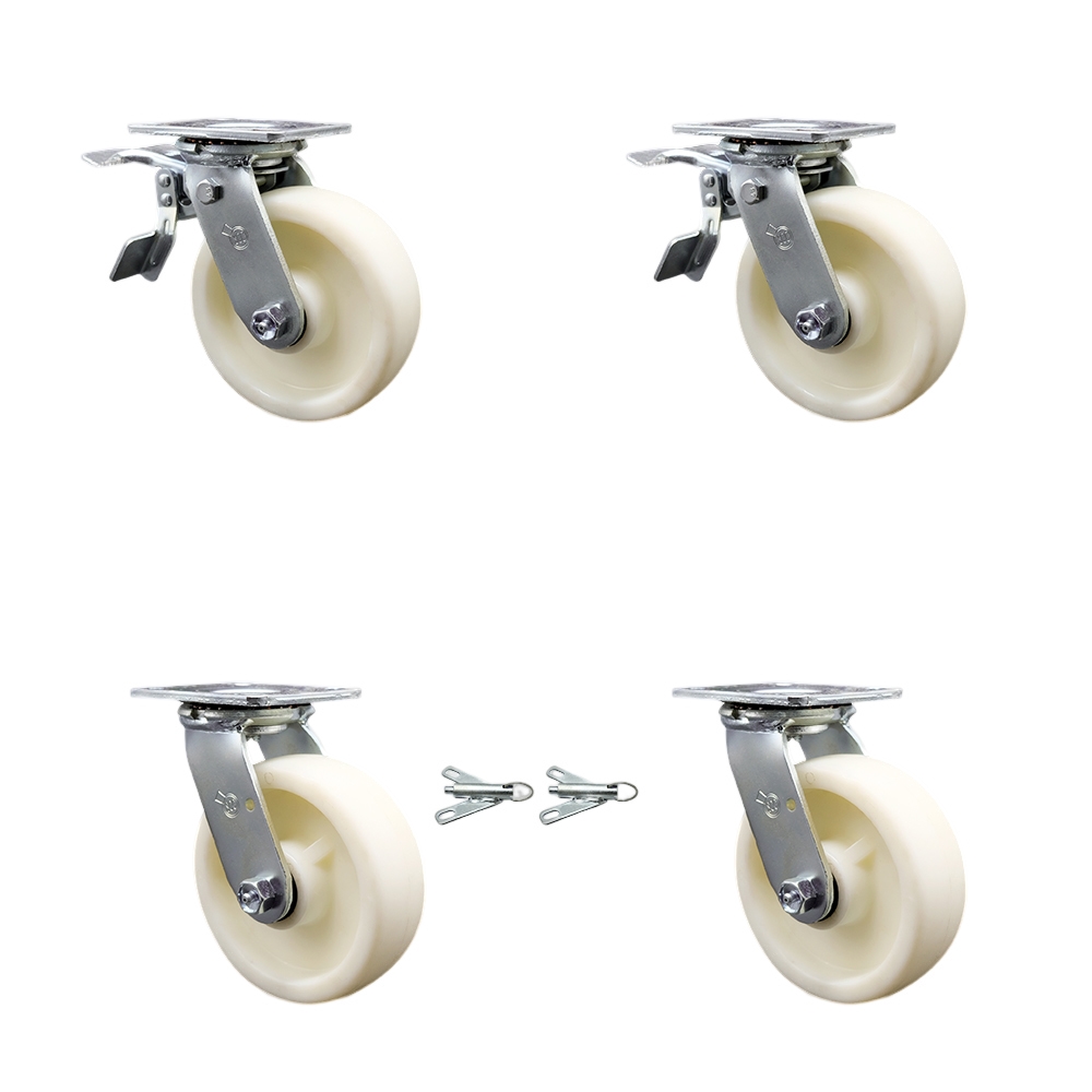 SCC-TTL30S620-NYR-2-BSL-2 Nylon Swivel Top Plate Casters, Heavy Duty with 6 in. Wheels - Set of 4