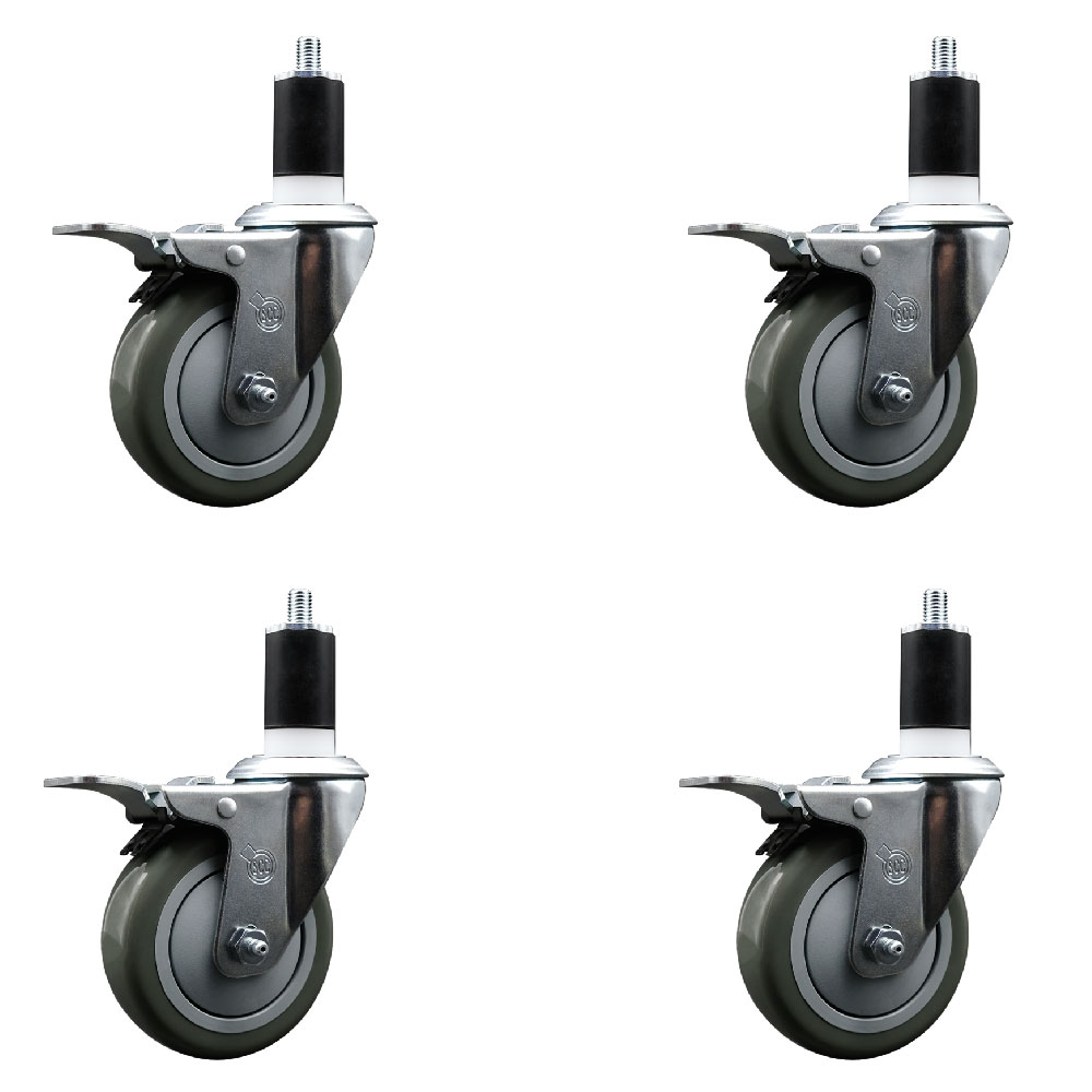 SCC-EXTTL20S414-PPUB-112-4 Polyurethane Swivel Expanding Stem Caster with 4 in. Gray Wheels & 1.5 in. Stems - Set of 4
