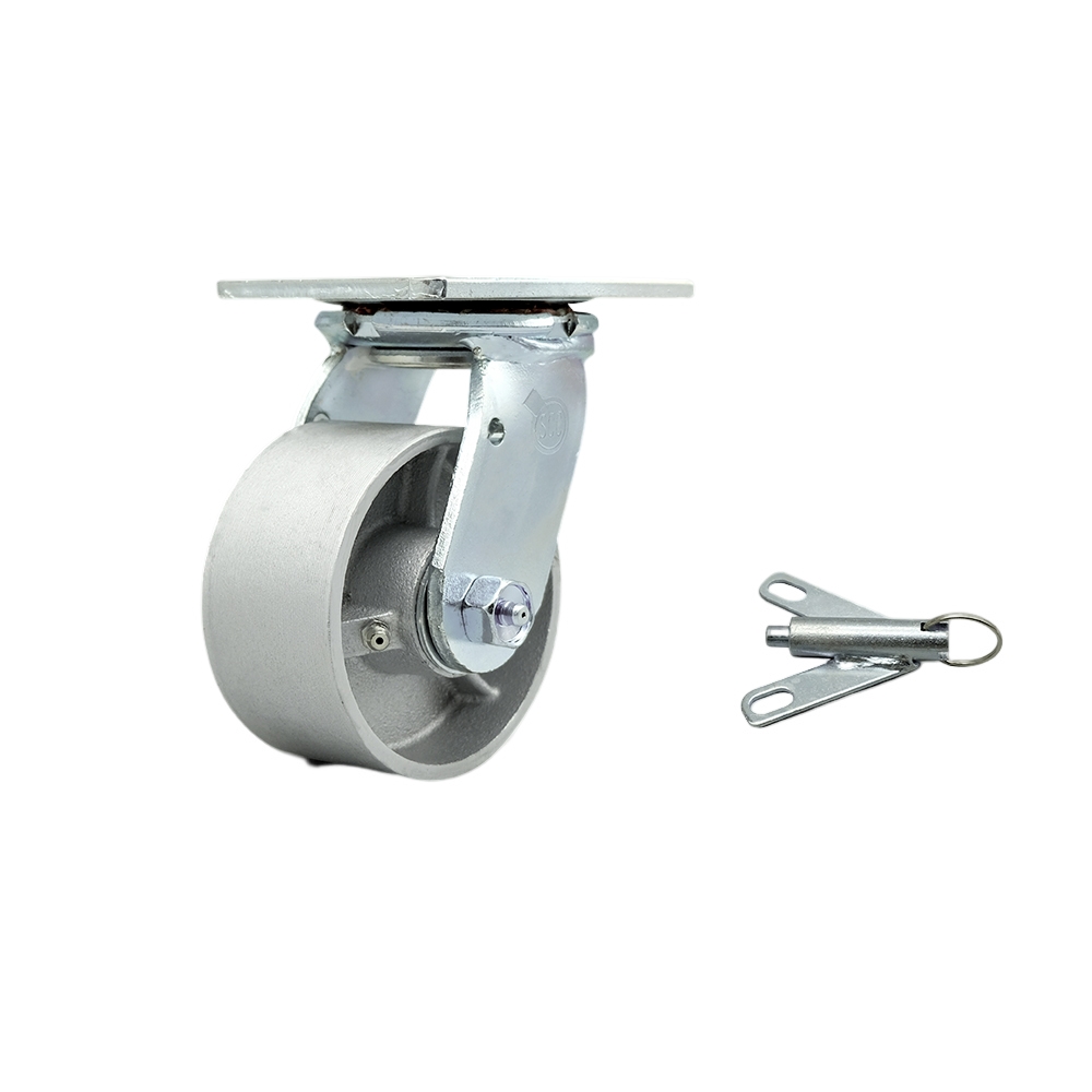 SCC-30CS420-SSR-BSL Semi Steel Cast Iron Swivel Top Plate Heavy Duty Caster with 4 in. Wheel & Bolt on Swivel Lock - 1000 lbs Capacity per Caster
