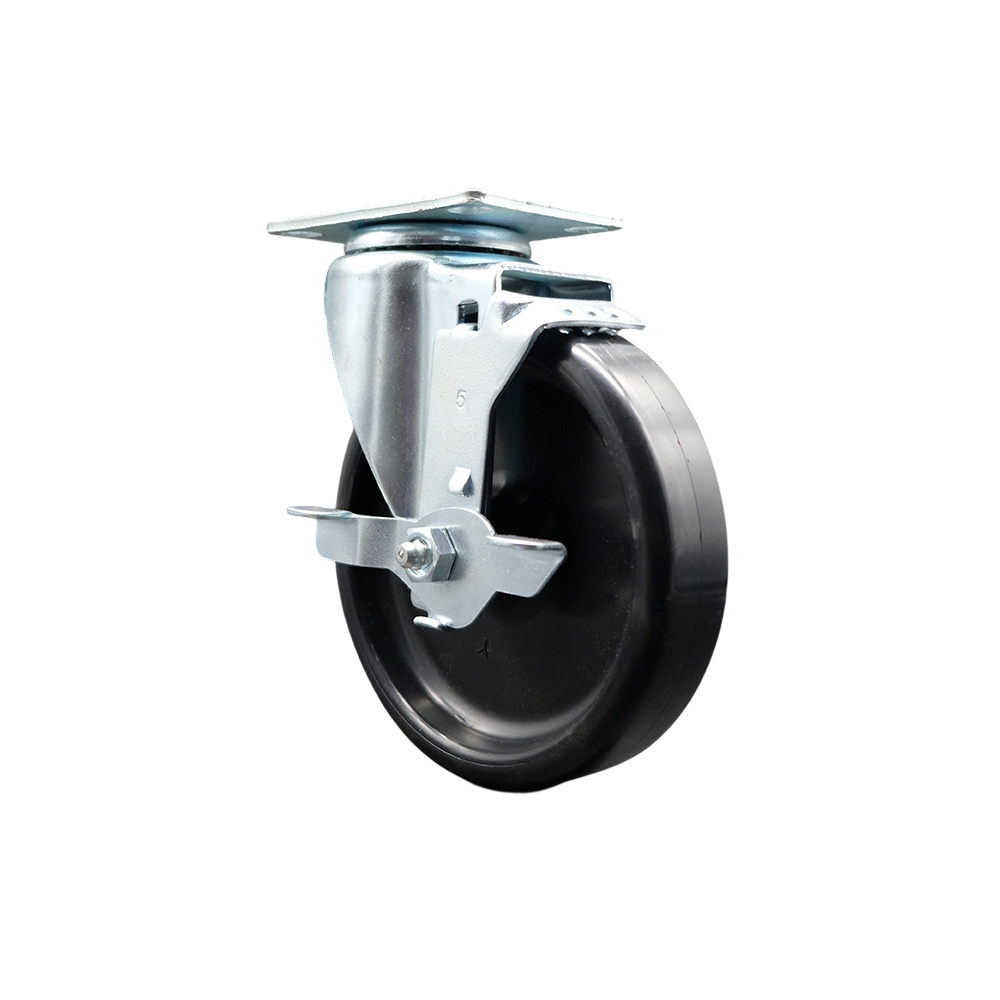 Avantco FF300 FF400 FF500 FF518 Frymaster Dean Floor Fryer Replacement Locking Caster - 5 in. Swivel Caster with Brake - Replacement Caster