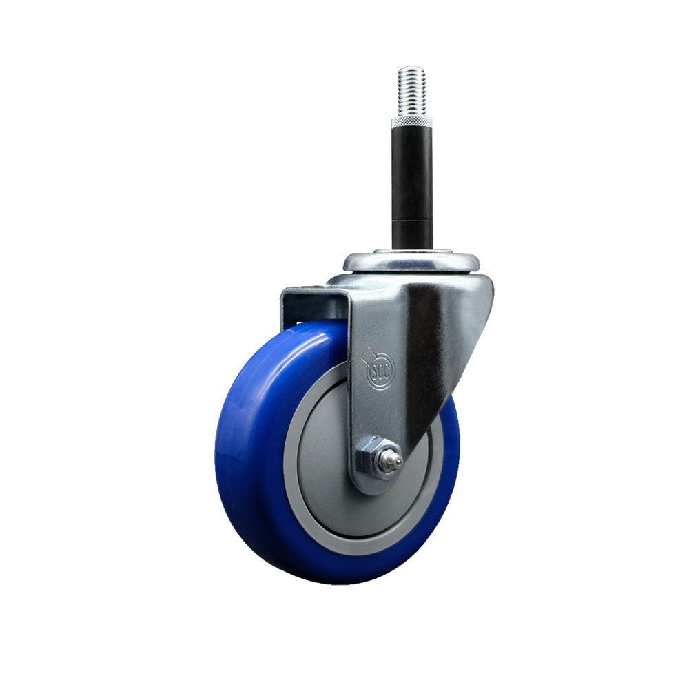 SCC-EX20S414-PPUB-BLUE-34 Polyurethane Expanding Stem Swivel Caster with 4 in. Blue Wheel & 0.75 in. Stem