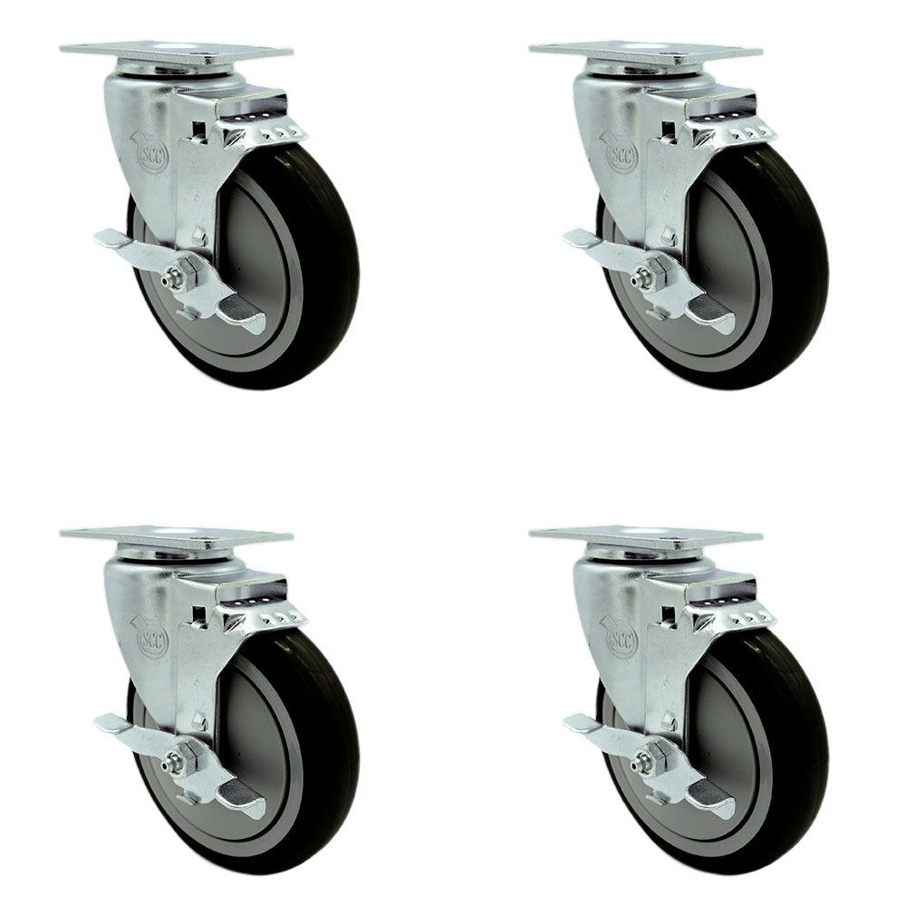 Avantco HPCASTWB - Fits Select Avantco, Regency & Winholt Equipment - 5 in. Black Poly Wheel - Replacement Caster Set - Set of 4